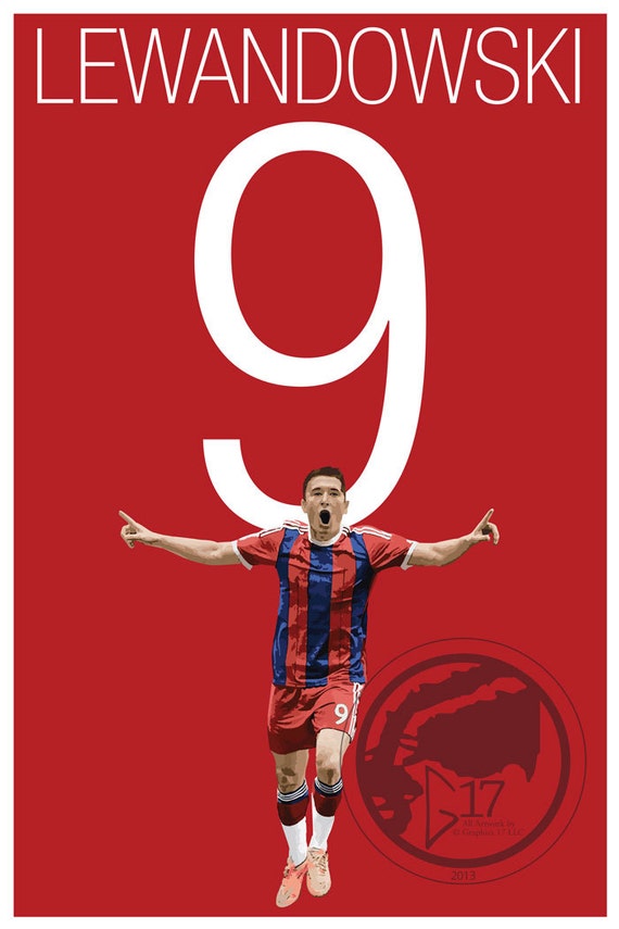 Lewandowski 9 Home Bayern Munich Jersey Soccer Poster 8x10 Etsy