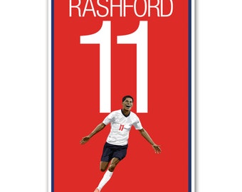 Marcus Rashford Poster - Three Lions Art Print - Unframed Football Print - Soccer Decoration - Rashford Poster - Rashford Football Art