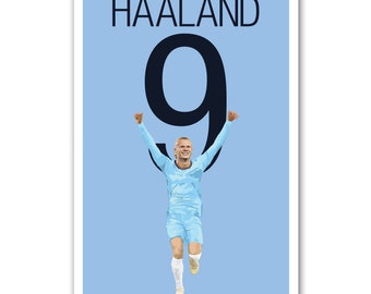Erling Haaland Poster - Manchester City Art Poster - Norwegian Soccer Print - Unframed Football Print - Soccer Decoration - Haaland Print