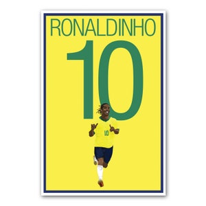 Brazil Soccer Print - Ronaldihno Poster - Soccer Art - Unframed Football Print - Soccer Decoration - Brazil Soccer Poster