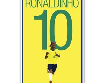 Brazil Soccer Print - Ronaldihno Poster - Soccer Art - Unframed Football Print - Soccer Decoration - Brazil Soccer Poster