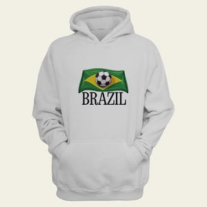 Brazilian Soccer Flag Hoodie - Custom Brazil Flag Hoodie with Name & Number | Personalized Brazilian Sweatshirt