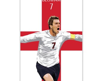 David Beckham Poster - England Soccer Print - Soccer Art - Unframed Soccer Print - England Football Poster - Beckham England Art