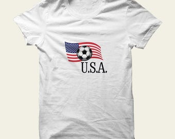 USA Soccer Shirt - Custom American Flag T-Shirt with Name & Number | Personalized Americab Pride Shirt | Available in Multiple Colors