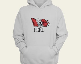 Peruvian Soccer Flag Hoodie - Custom Peru Flag Hoodie with Name & Number | Personalized USA Sweatshirt