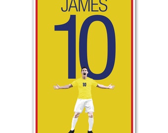 James Rodriguez 10 Colombia Football - Soccer Poster, art, home decor, wall decor, colombian poster, world cup poster