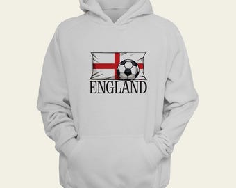 England Soccer Flag Hoodie - Custom English Flag Hoodie with Name & Number | Personalized England Sweatshirt