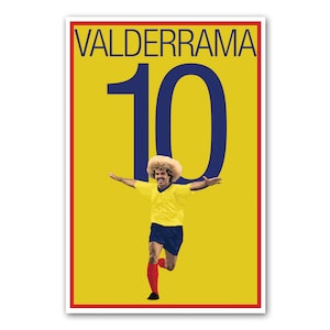 Valderrama Poster - Colombia Soccer Poster - Unframed Football Print Carlos El Pibe Valderrama - Graphics 17 - Colombia Valderrama Art