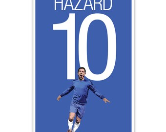 Chelsea Fussball Poster - Eden Hazard Poster - Fußball Kunst - Ungerahmter Fußball Druck - Fußball Dekoration - Belgien Fußball Poster