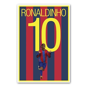 Ronaldihno Soccer Print - Barcelona Poster - Soccer Art - Unframed Football Print - Soccer Decoration - Brazil Soccer Poster - Barca Art