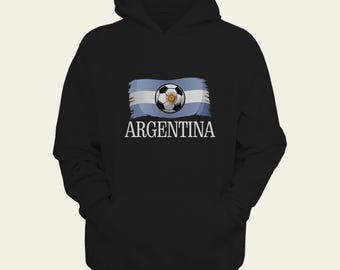 Argentinian Soccer Flag Hoodie - Custom Argentina Flag Hoodie with Name & Number | Personalized Soccer Sweatshirt