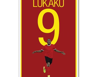 Romelu Lukaku 9 Belgium Poster - Manchester United - Belgium Soccer Poster- 8x10, 13x19, poster, art, wall decor, home decor, premier league