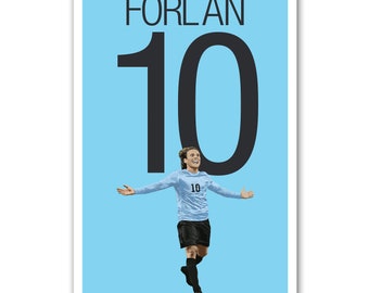Diego Forlan Soccer Poster- Unframed Soccer Art - Forlan Print - Forlan Soccer Decoration - Diego Forlan Poster - Uruguay Soccer Art