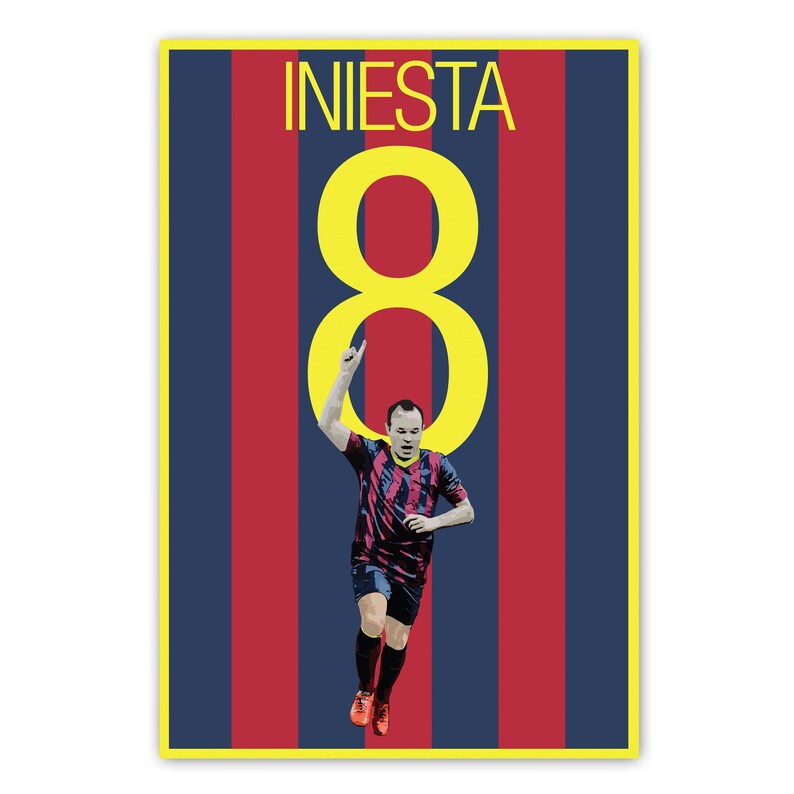 Barcelona Soccer Print Andres Iniesta Poster Soccer Art - Etsy
