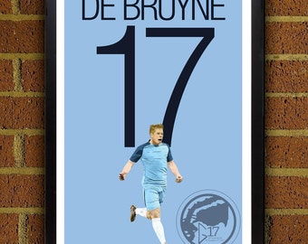 Kevin De Bruyne 17 Poster - Manchester City FC - Belgium Soccer Poster, art, wall decor, home decor, premier league