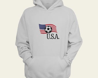 American Soccer Flag Hoodie - Custom United States Flag Hoodie with Name & Number | Personalized USA Sweatshirt