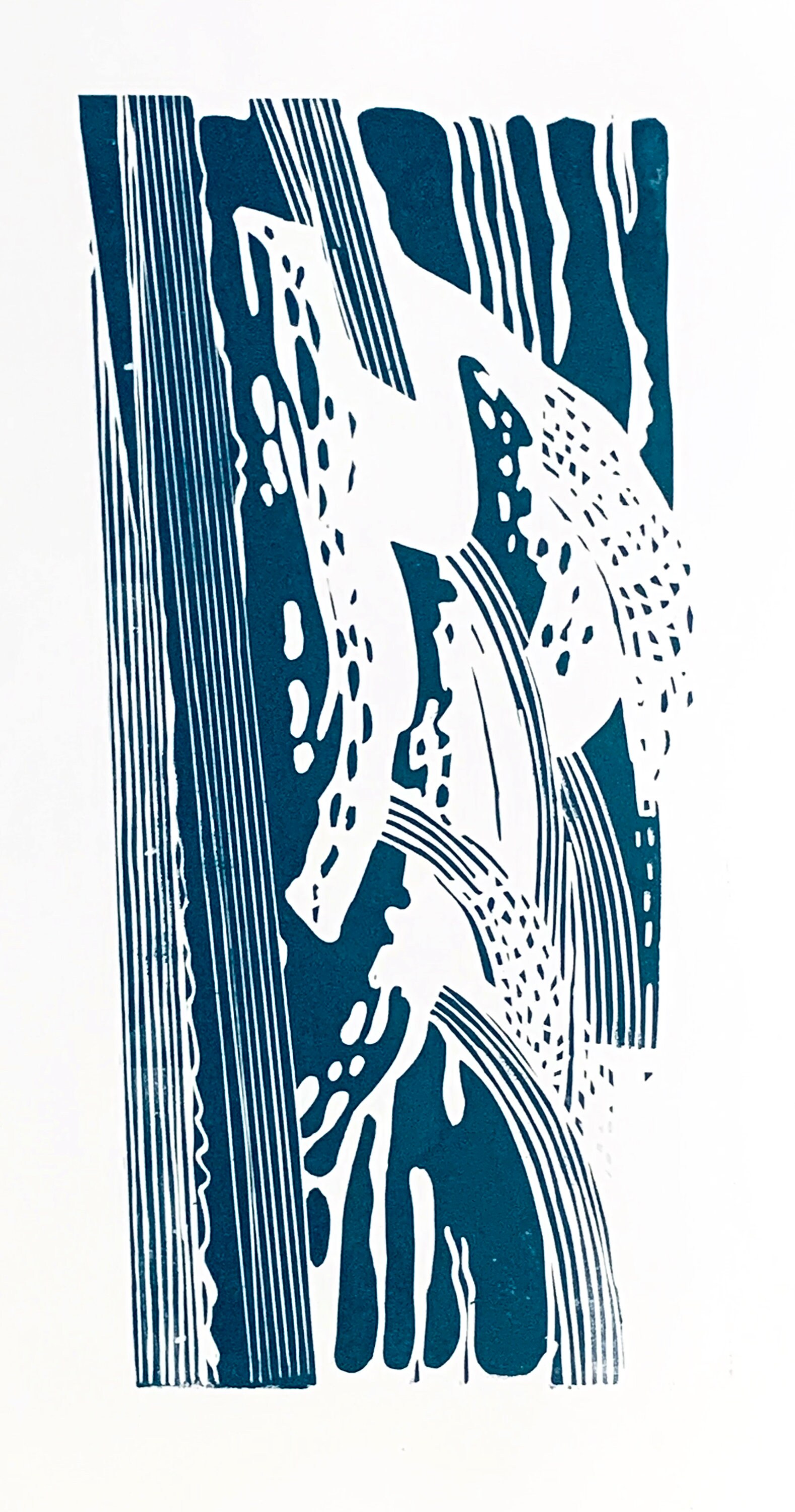 Linocut Water from the triptych Premonition Etsy