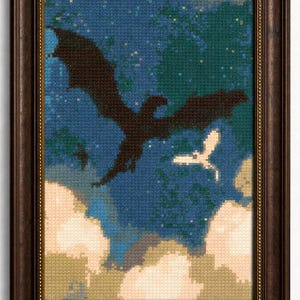 Fourth Wing Dragon Pattern PDF | Cross Stitch & Needlepoint | Bookish Fantasy Dragon Silhouette