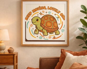 Quadro retrò con tartaruga, poster di animali in stile cottagecore, stampa motivazionale (download digitale)