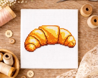 Croissant Cross Stitch Pattern, Small Food Chart, Printable PDF