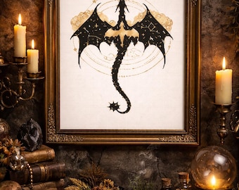 Fourth Wing Cross Stitch Pattern – Fantasy Reader Stitch PDF – Modern Dragon Silhouette Design