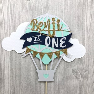 Hot Air Balloon Cake Topper Personalized, Baby's First Birthday, Up Up and Away Travel Theme Party, Smash Cake, Custom Cake Topper, Fly Away
