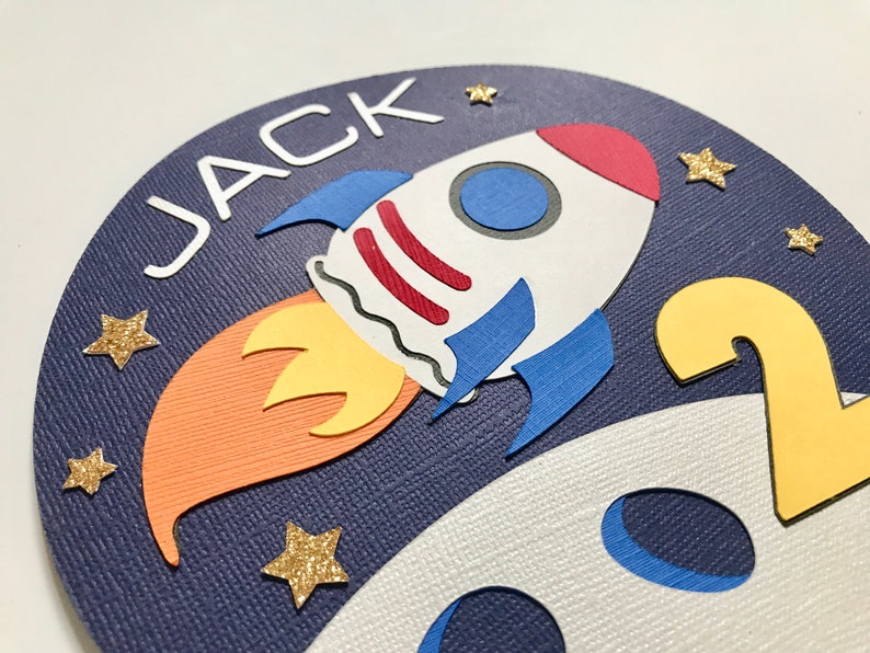 Space Galaxy Theme Rocket Ship Custom Cake Topper Space Galaxy Theme Rocket Ship Custom Cake Topper