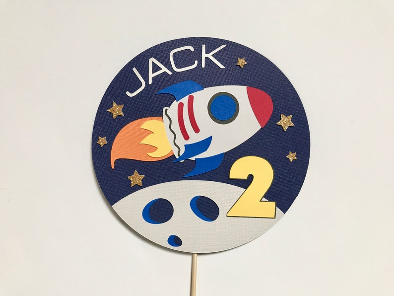 Space Galaxy Theme Rocket Ship Custom Cake Topper Space Galaxy Theme Rocket Ship Custom Cake Topper