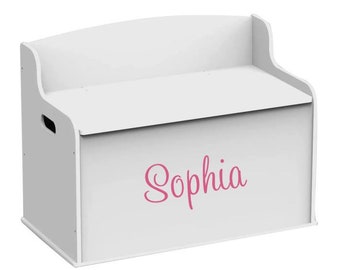 Wood Toy Box Custom Options Standard Base - Gold Lettering Large Cherry Toy Chest Personalized Georgia Font