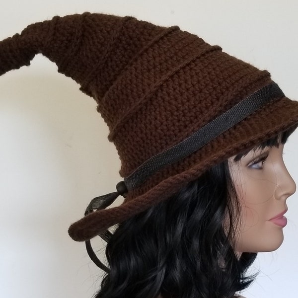 Witches Hat, Warlock Hat, Wizard Hat, crooked, curly Witch Hat - Halloween Hat - Adult