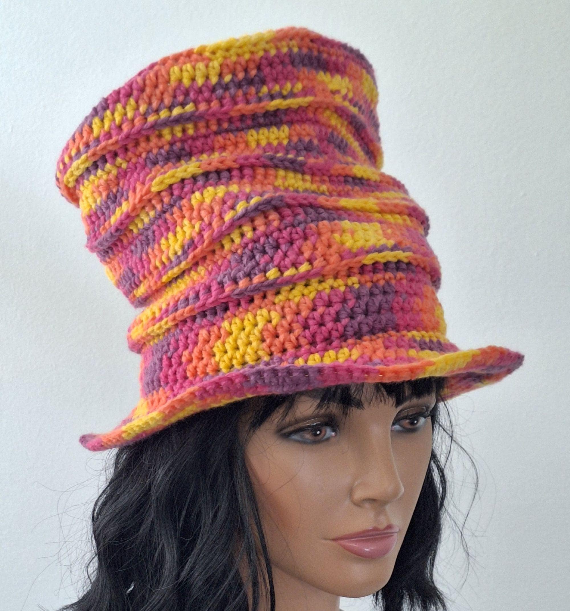In Stock - Crochet Top Hat: Tall Mad Hatter Hat - Etsy display picture 1
