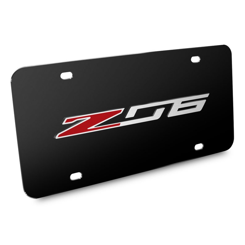 Chevrolet Corvette C7 Z06 3D Logo Black Metal License Plate