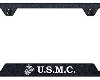 U.S Marine Corps Rugged Finish Black Stainless Steel License Plate Frame Au-Tomotive Gold Inc U.S Marine Corps Rugged Finish Black Stainless Steel License Plate Frame Au-Tomotive Gold Inc
