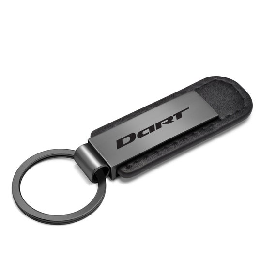 Details about  / Dodge Dart Gunmetal Gray Metal Plate Black Leather Strap Key Chain