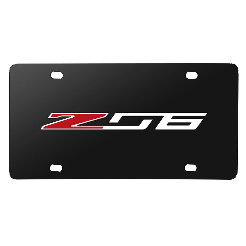 Chevrolet Corvette C7 Z06 3D Logo Black Metal License Plate
