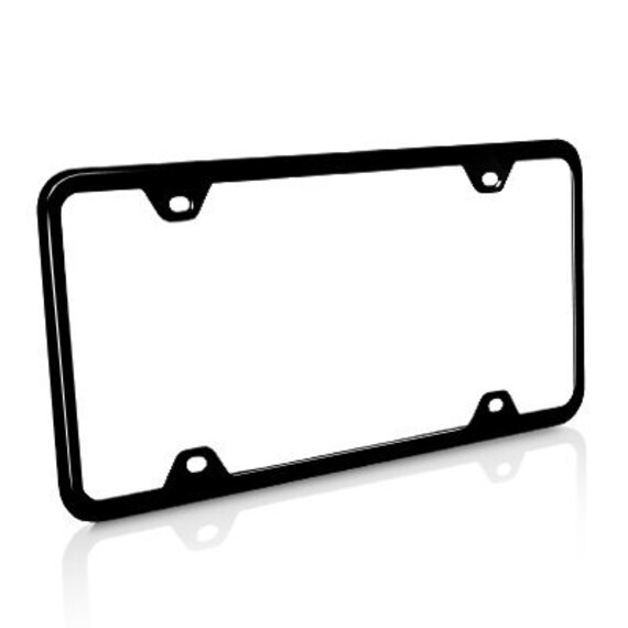 Slim Black Stainless Steel License Plate Frame with 4 Holes Etsy