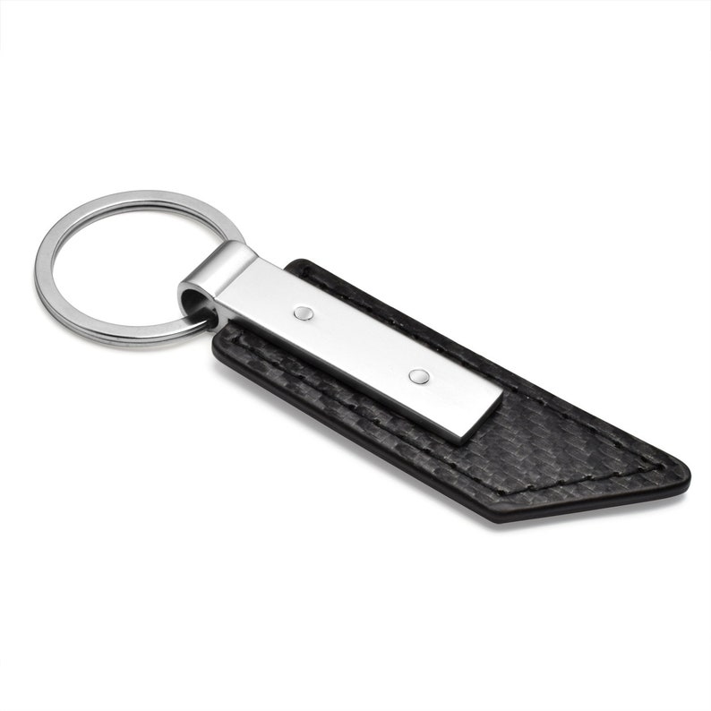 Honda Logo in Blue Carbon Fiber Texture Black Leather Strap Key Chain