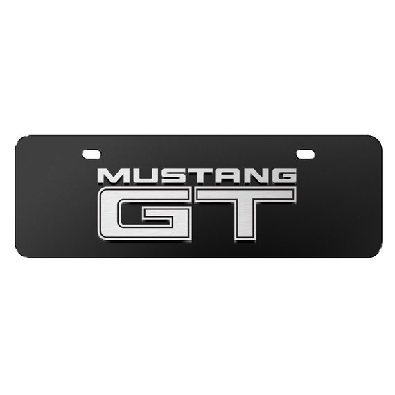 Made in USA Ford Mustang Double 3D Logo Black Stainless Steel License Plate