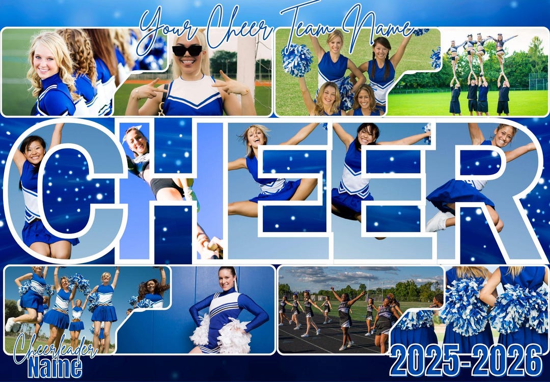 Cheer Portrait Collage Cheerleading Photo Collage Template: Senior Night Gift (11x8.5 Digital ...