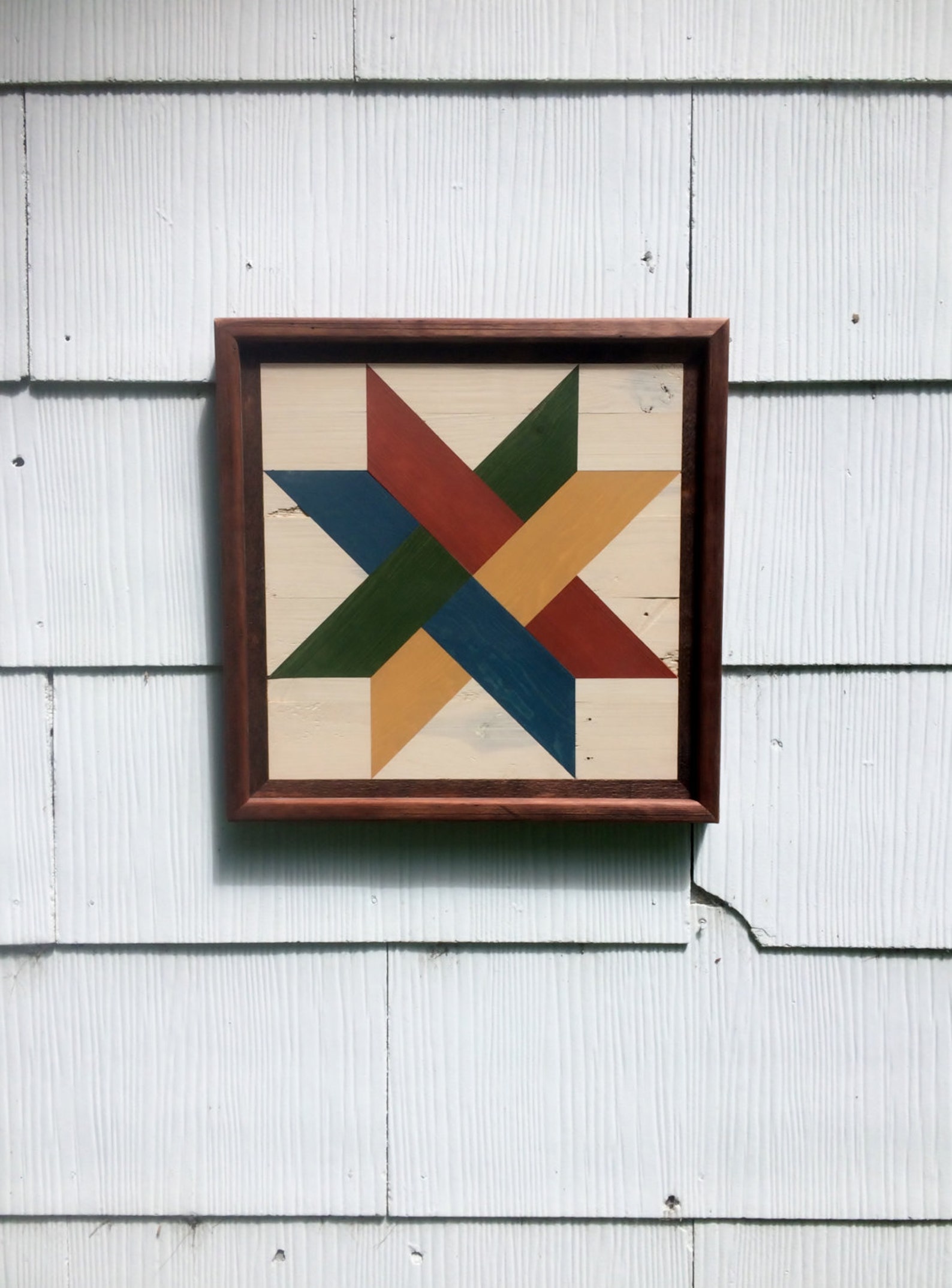 Handmade Wood Mosaic Barn Quilt Wall Hanging Country Rustic Etsy