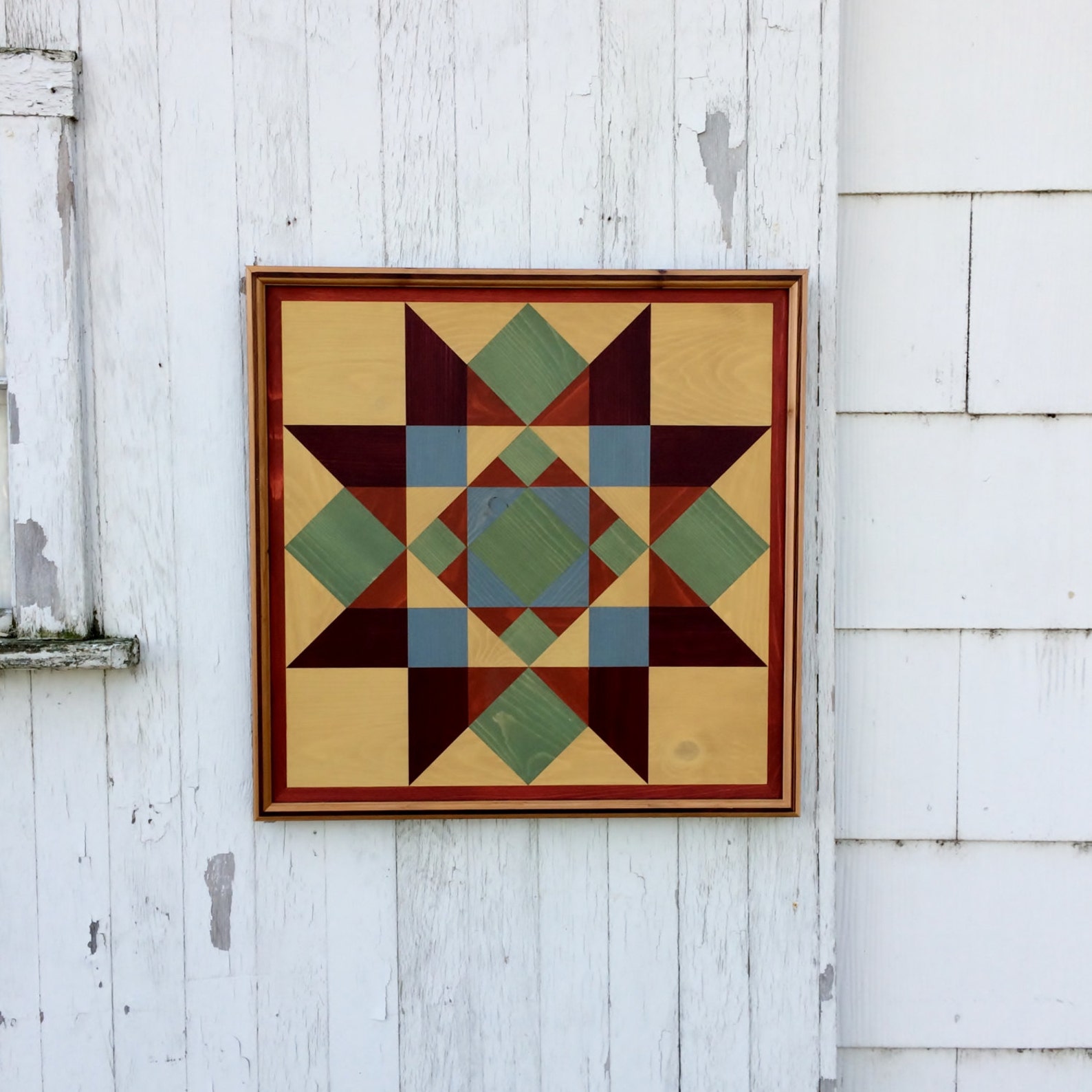 Handmade Wood Mosaic Barn Quilt Wall Hanging Country Rustic Etsy