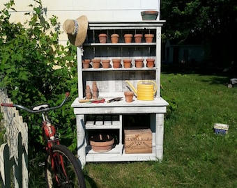 Barn Wood Potting Bench, Plant Stand Handmade Cedar