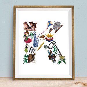 Letra K, ABC, alfabeto imprimible, arte de pared para niña, arte de pared para niño, arte digital, decoración de pared para niños, arte de guardería con letras, monograma, K