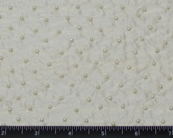 Beaded Ivory Shantung Dupioni 100% Silk Fabric, 54" Wide, By The Yard (EB-921B)