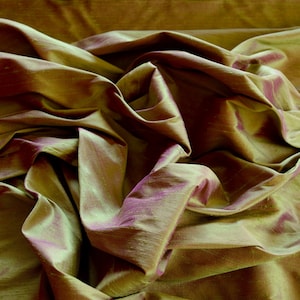 Iridescent Kiwi Fuchsia Dupioni Silk, 100% Silk Fabric, 44" or 54" Wide, By The Yard (S-183)