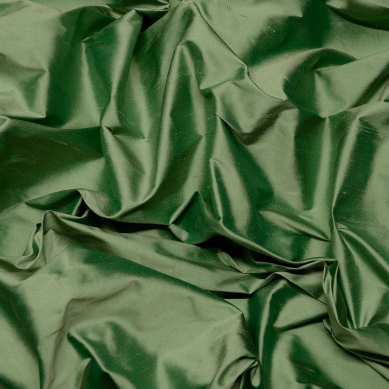 Iridescent Celery Green Shantung Silk 100 Silk Fabric Etsy