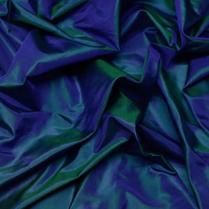 Diepgroene en blauwe weefseltaftzijde, 100% zijde, 44" breed, op maat gesneden (TS-7327)