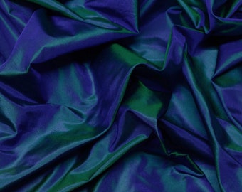 Deep Green & Blue Tissue Taffeta Silk, 100% Silk Fabric, 44" Wide, By The Yard (TS-7327)