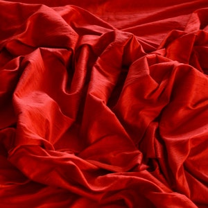 Red Dupioni Silk, 100% Silk Fabric, 44" Wide By The Yard, 54"W By The Yard (S-117)