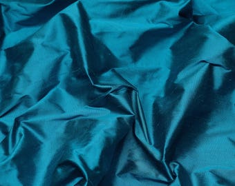 Iridescent Teal Blue Shantung Silk, 100% Silk Fabric, 54" Wide, By The Yard (SF-5113)